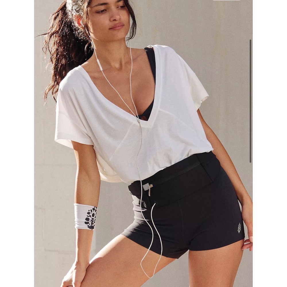 Free People Movement Workout Set Women Small Black White Good Activewear Shorts
